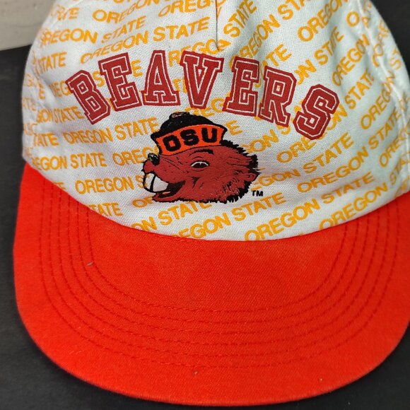 VINTAGE Oregon State Beavers Hat Cap Front Row All Over Spell Out Snap Back NCAA - Picture 2 of 14